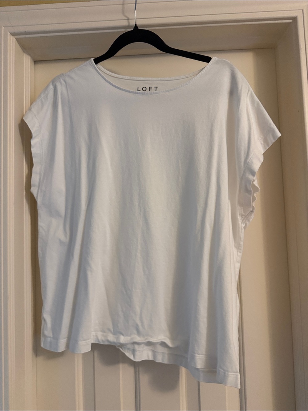 LOFT White Cap-Sleeve Boxy Tee